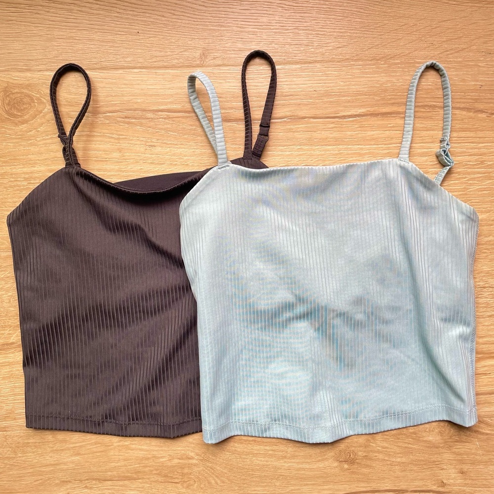 Girlfriend Collective Rib Cami Top Bra Bundle Mist Black
